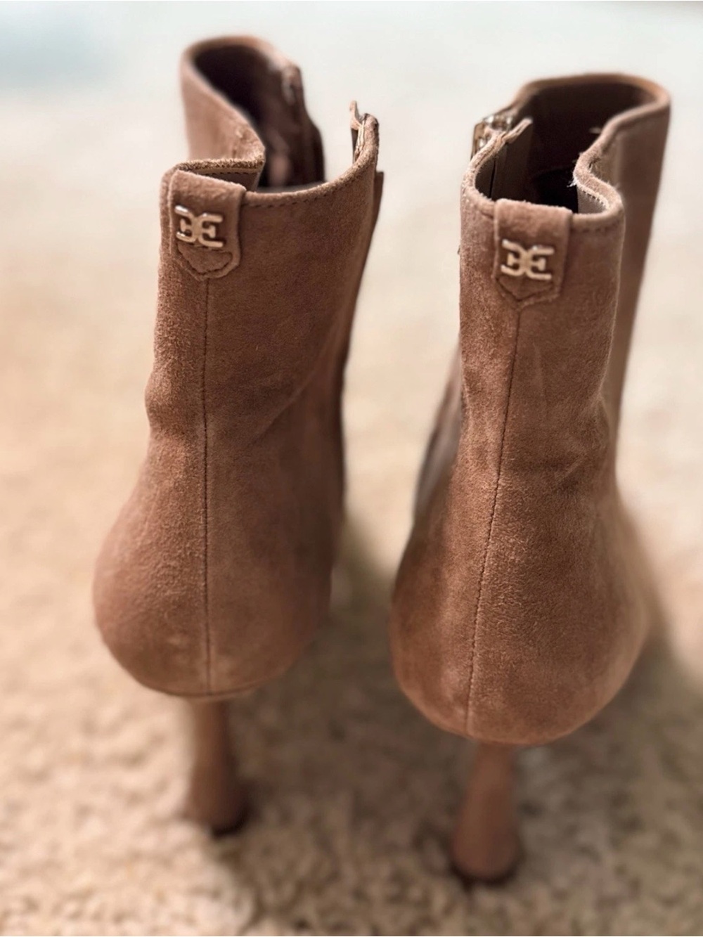 Sam Edelman Suede Ankle Boots Brown Pointed Toe Kitten Heel Women Size 7.5M New - Picture 4 of 6